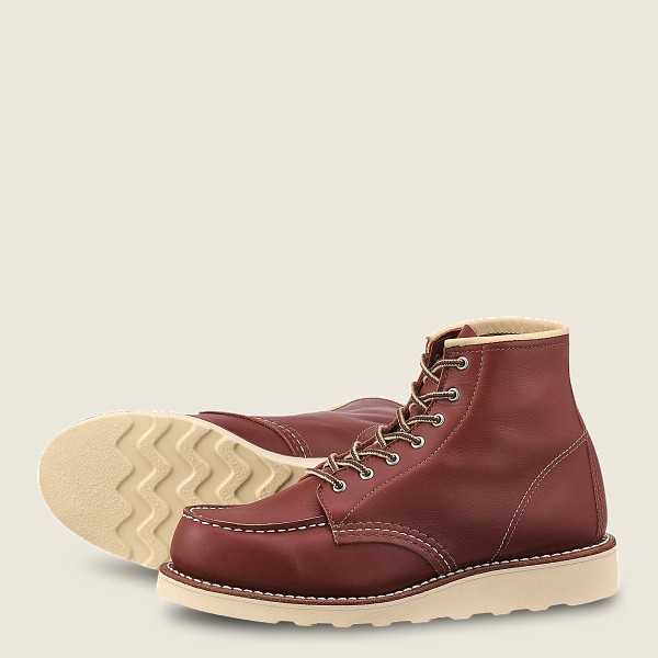 Red Wing Heritage Boots Womens Burgundy - 6-inch Classic Moc - Short Atanado Leather - 2841376-VZ